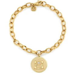 Gold & Diamond Large Zodiac Medallion Bracelet