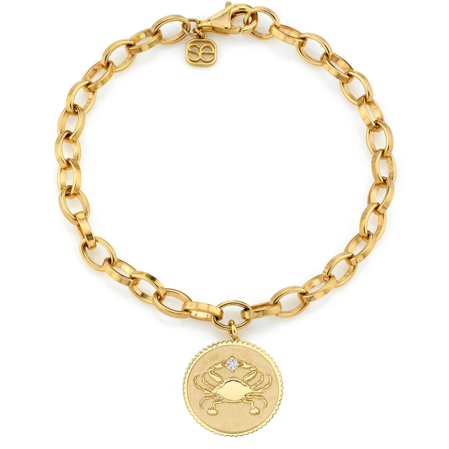 Gold & Diamond Large Zodiac Medallion Bracelet