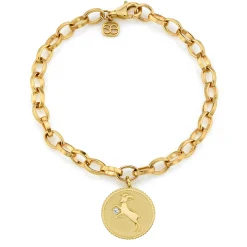Gold & Diamond Large Zodiac Medallion Bracelet