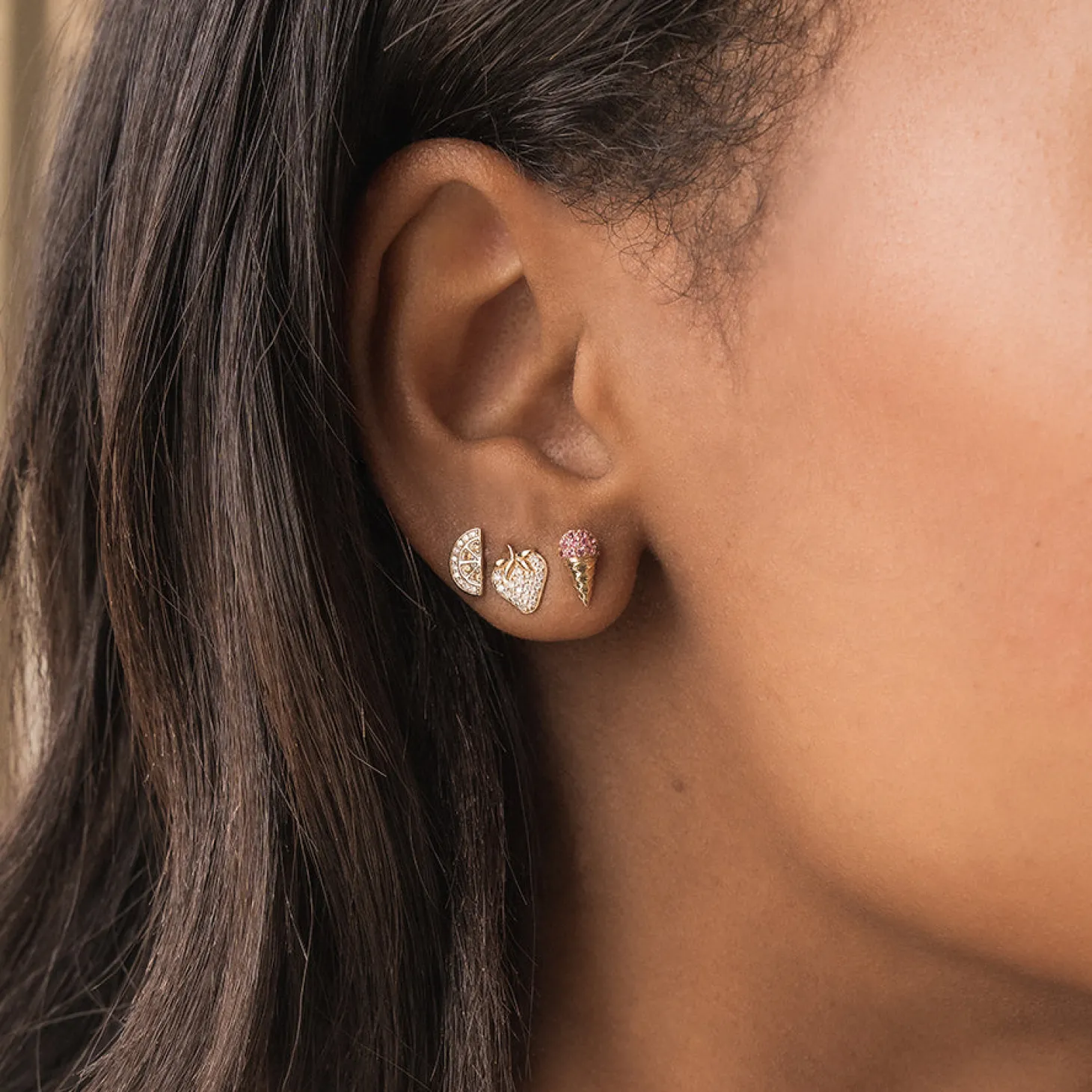 Gold & Diamond Lemon Slice Stud