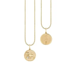 Gold & Diamond Leo Zodiac Medallion