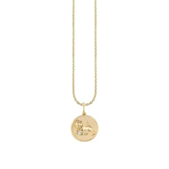 Gold & Diamond Leo Zodiac Medallion