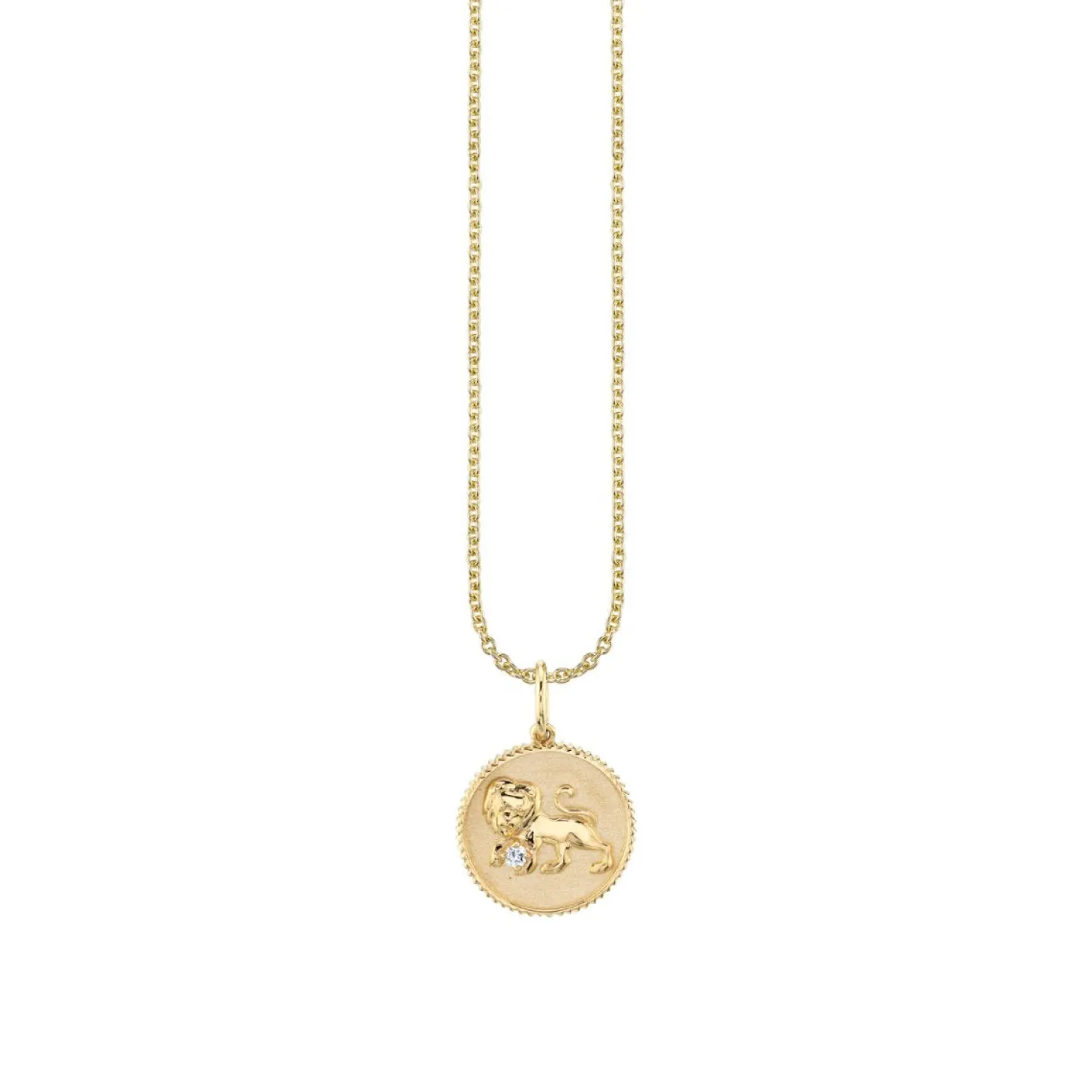 Gold & Diamond Leo Zodiac Medallion