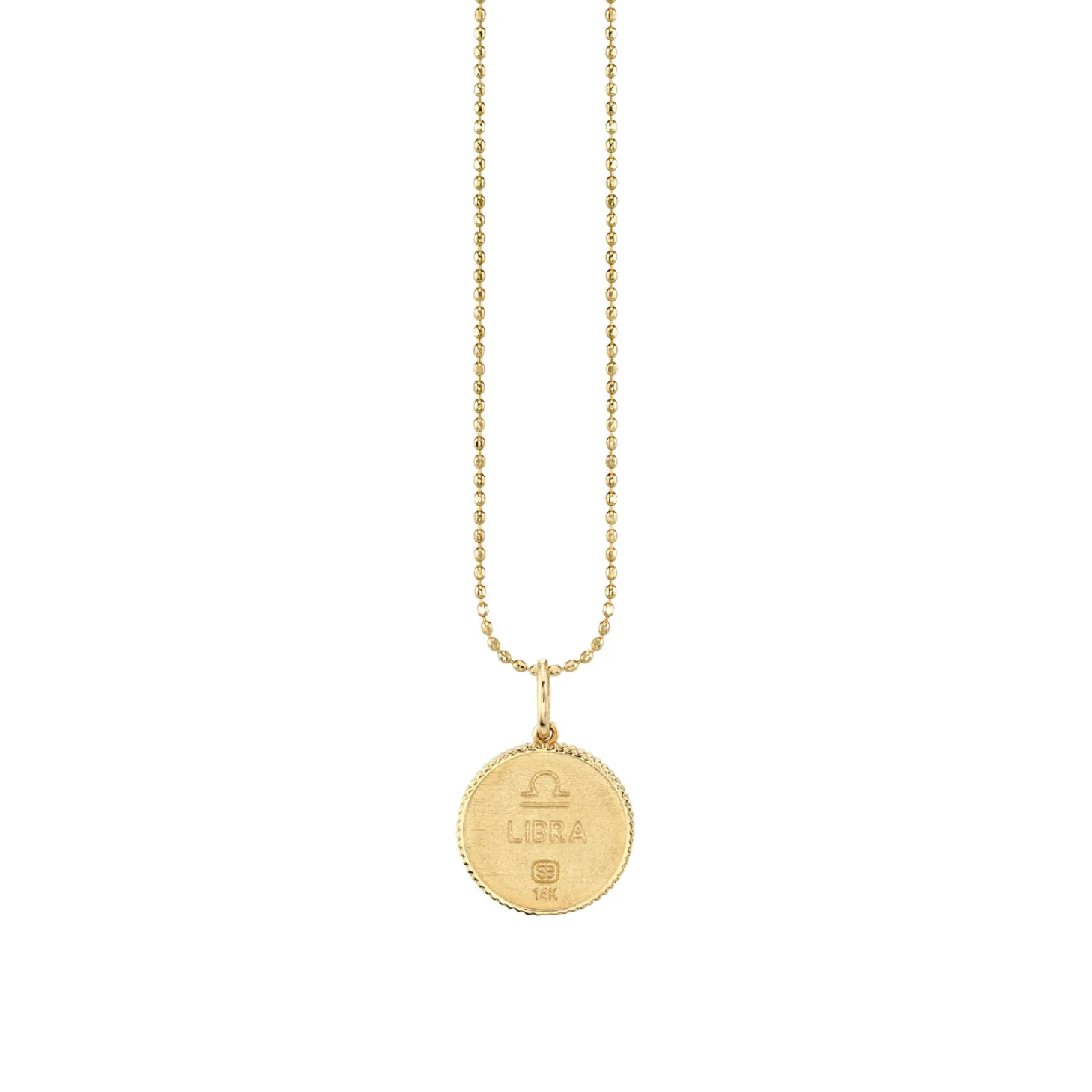 Gold & Diamond Libra Zodiac Medallion