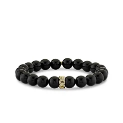 Gold & Diamond Link Rondelle On Onyx
