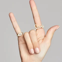 Gold & Diamond Lips Signet Ring