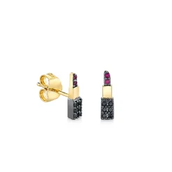 Gold & Diamond Lipstick Stud