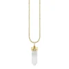 Gold & Diamond Long Carved Stone Charm