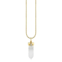 Gold & Diamond Long Carved Stone Charm