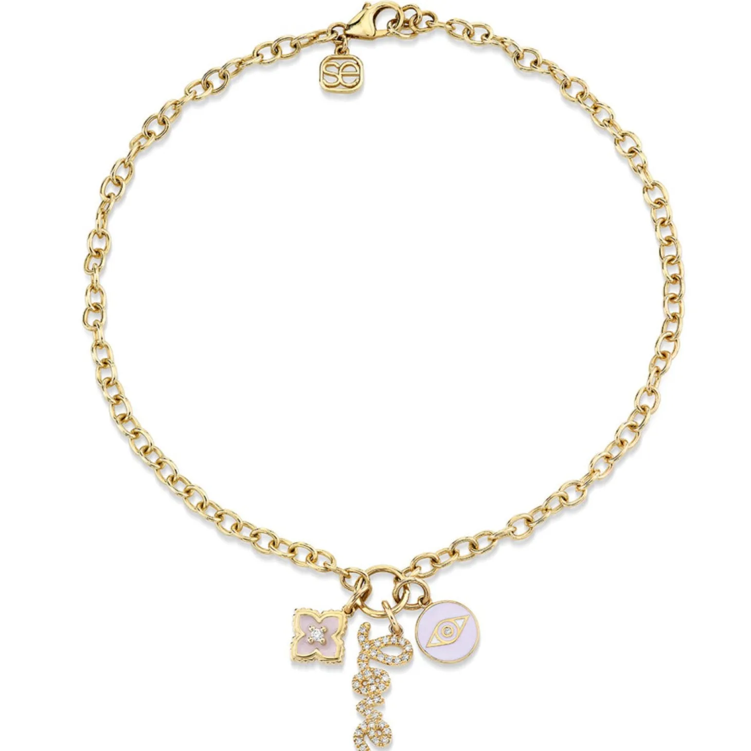 Gold & Diamond Love & Protection Anklet