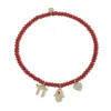 Gold & Diamond Love and Protection Multi-Charm on Red Bamboo