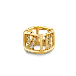 Gold & Diamond Love Block Ring