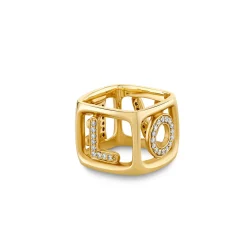 Gold & Diamond Love Block Ring