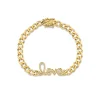 Gold & Diamond Love Curb Link Bracelet