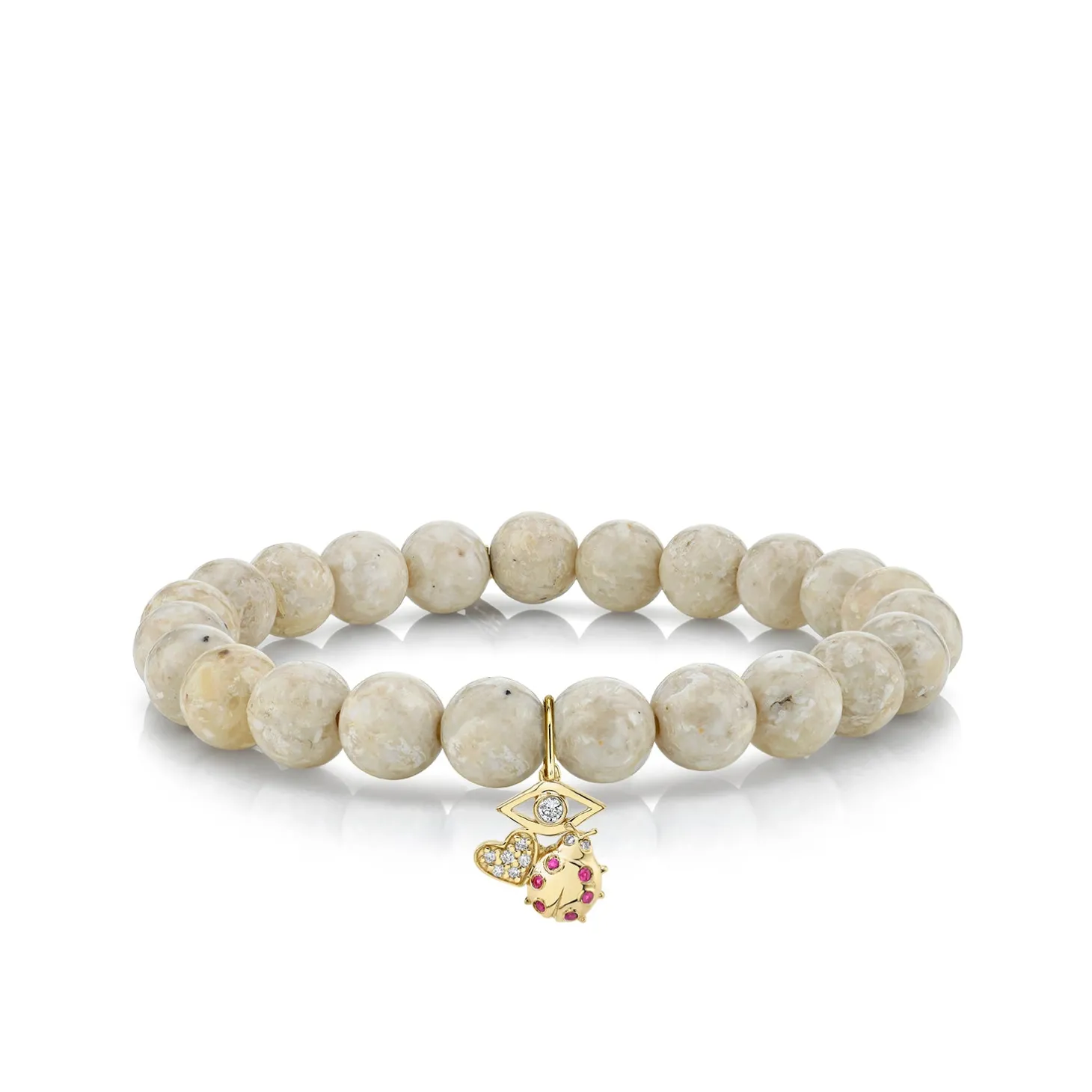 Gold & Diamond Love, Luck & Protection on Cream Jasper