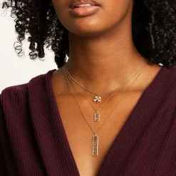 Gold & Diamond Luck and Protection Long Cartouche Charm