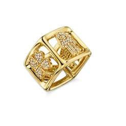 Gold & Diamond Luck Block Ring