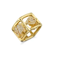 Gold & Diamond Luck Block Ring