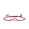Gold & Diamond Lucky Coin Cord on Raspberry Cord Bracelet