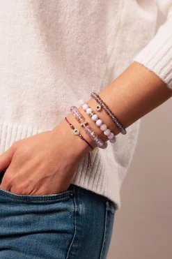 Gold & Diamond Lucky Coin Cord on Raspberry Cord Bracelet