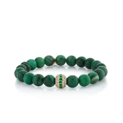 Gold & Diamond Mala Bead on Verdite
