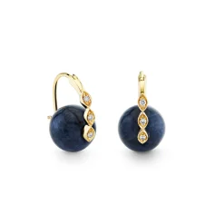 Gold & Diamond Marquis Eye Sapphire Earrings