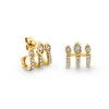 Gold & Diamond Marquise Eye Triple Bar Stud
