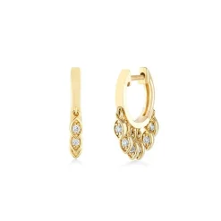 Gold & Diamond Marquise Eye Fringe Huggies