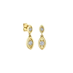 Gold & Diamond Marquise Eye Drop Earring