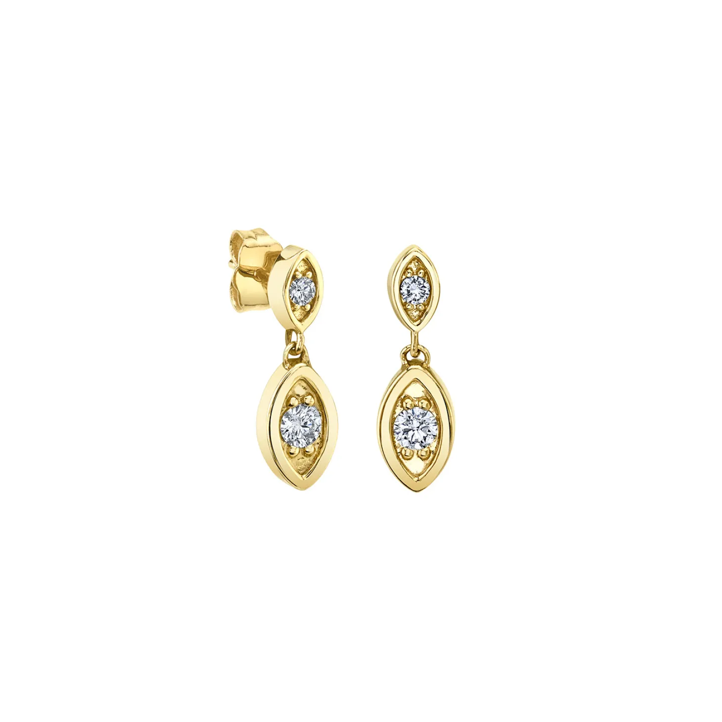 Gold & Diamond Marquise Eye Drop Earring