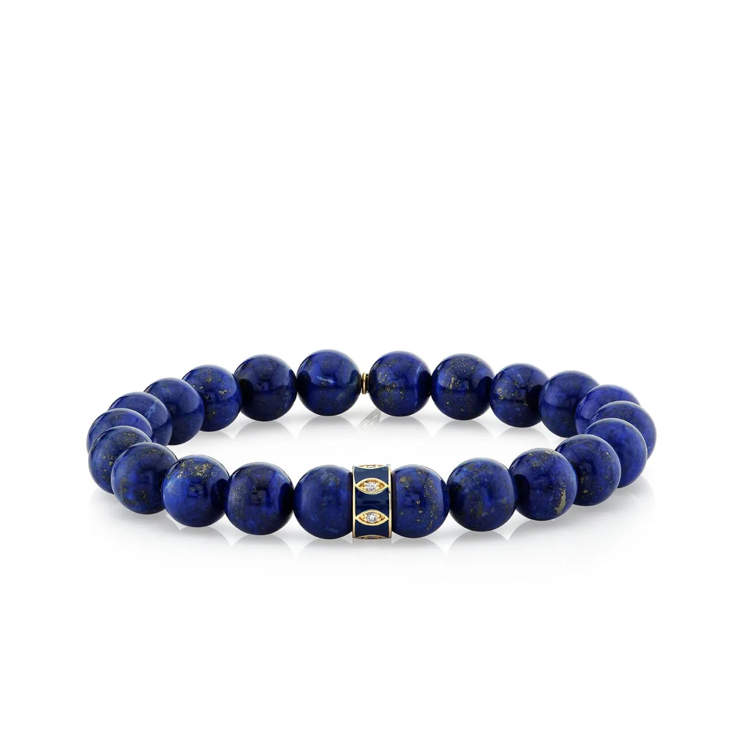 Gold & Diamond Marquise Eye Rondelle on Lapis