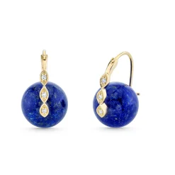 Gold & Diamond Marquise Eye Lapis Earrings