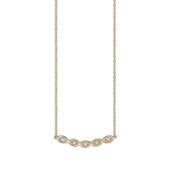 Gold & Diamond Marquise Eye Curved Necklace