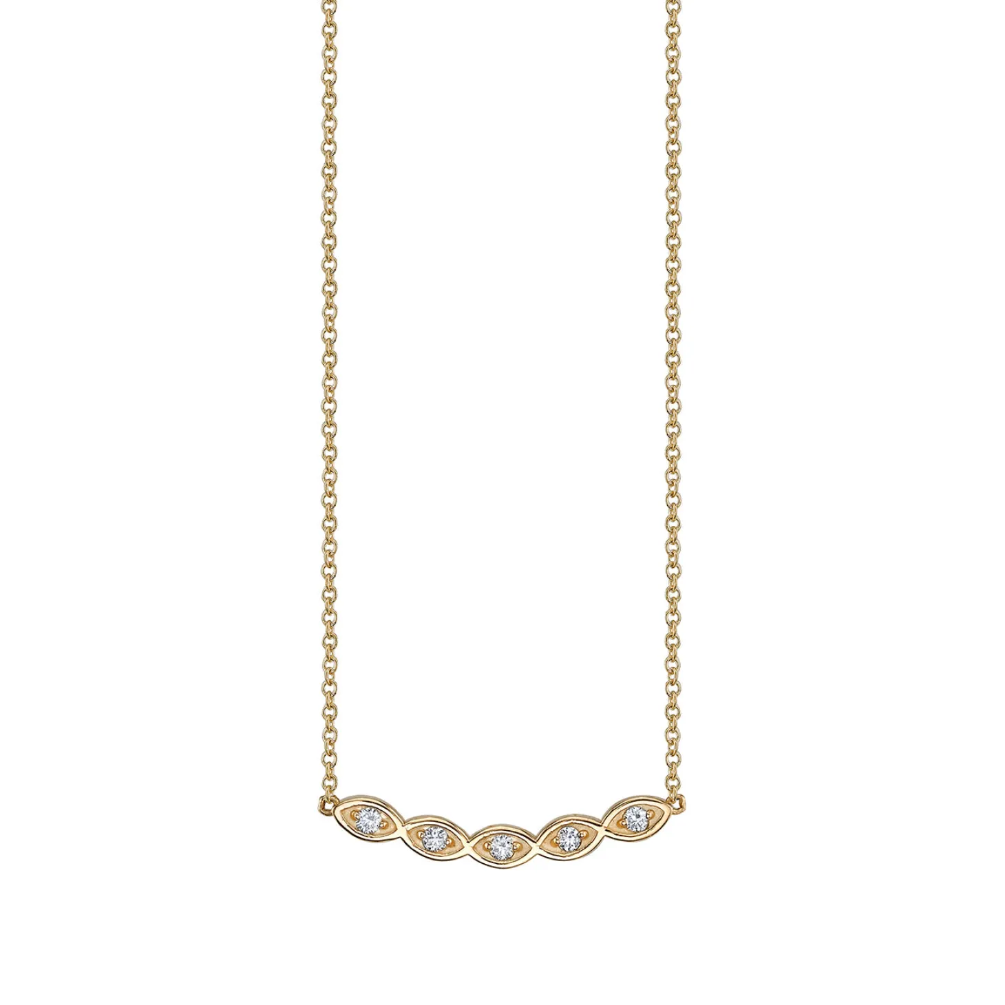Gold & Diamond Marquise Eye Curved Necklace