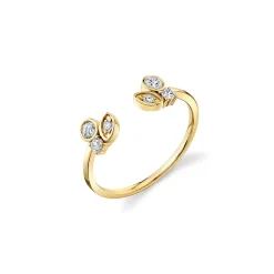 Gold & Diamond Marquise Eye Cluster Open Ring