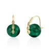 Gold & Diamond Marquise Eye Malachite Earrings