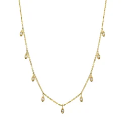 Gold & Diamond Marquise Eye Fringe Necklace