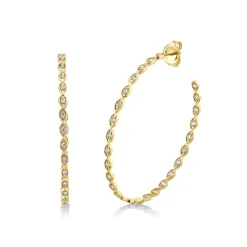 Gold & Diamond Marquise Eye Large Hoops
