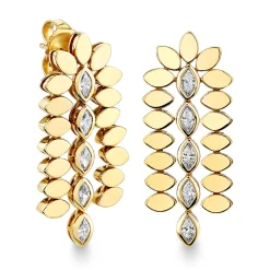 Gold & Diamond Marquise Eye Short Drop Earrings