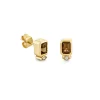 Gold & Diamond Marquise Eye Emerald Cut Quartz Stud