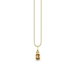 Gold & Diamond Marquise Eye Emerald Cut Quartz Charm