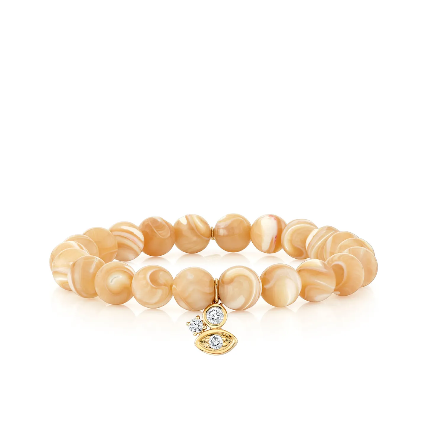 Gold & Diamond Marquise Eye Bezel Prong Cluster on Mother of Pearl