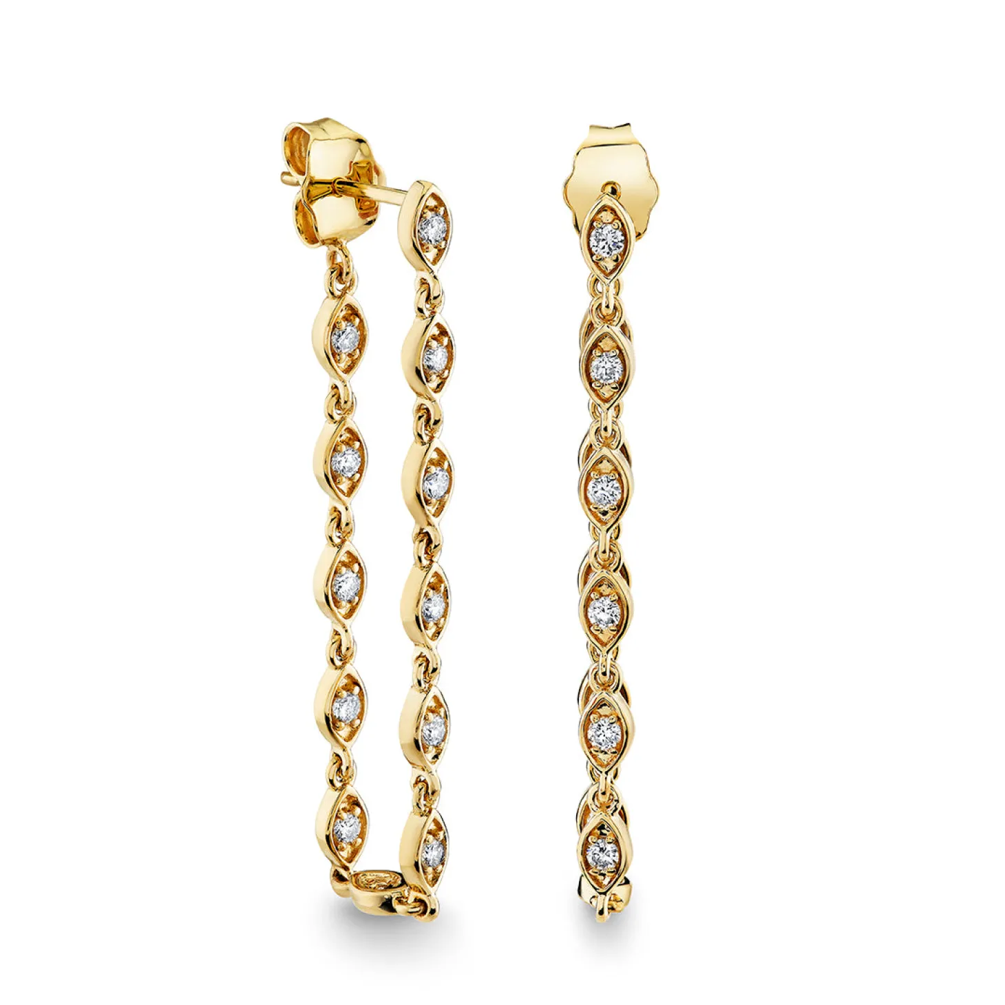 Gold & Diamond Marquise Eye Drop Earring