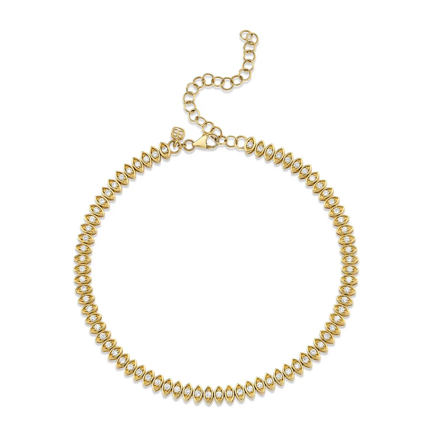Gold & Diamond Marquise Eye Tennis Anklet