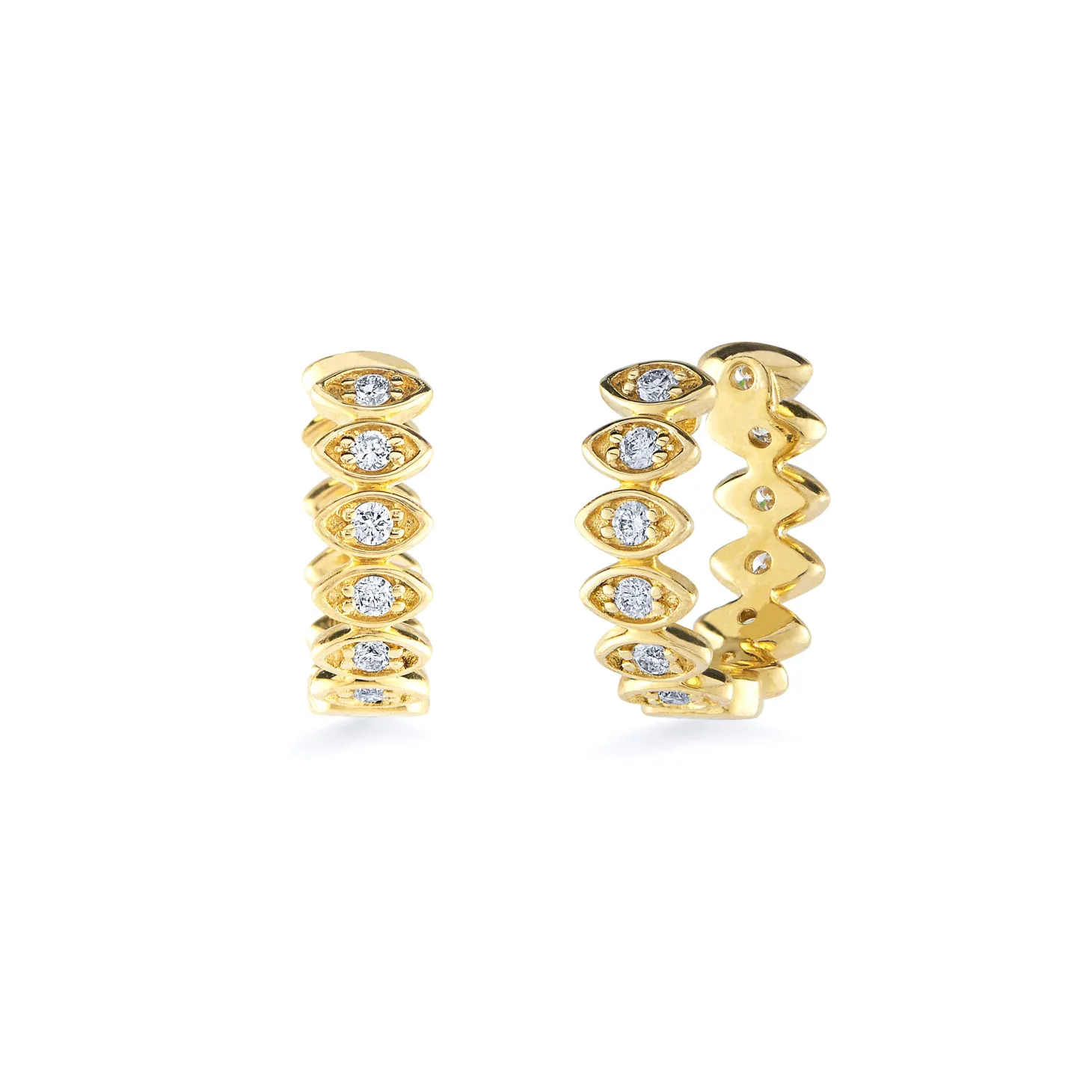 Gold & Diamond Marquise Eye Huggies