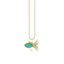 Gold & Diamond Marquise Eye Fish Charm