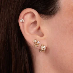 Gold & Diamond Marquise Eye Cluster Stud