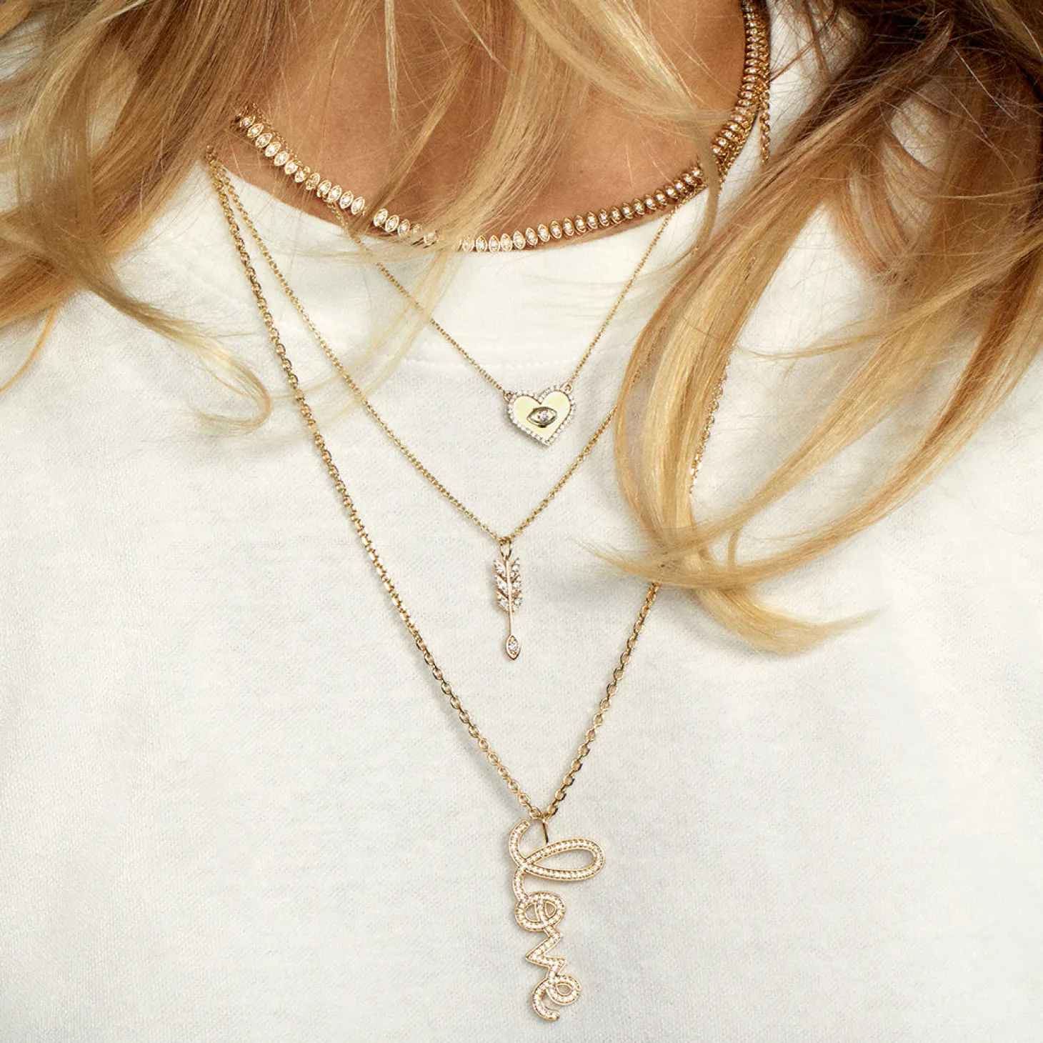 Gold & Diamond Marquise Eye Arrow Charm