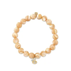Gold & Diamond Marquise Eye Bezel Prong Cluster on Mother of Pearl