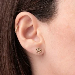Gold & Diamond Marquise Eye Star Of David Stud